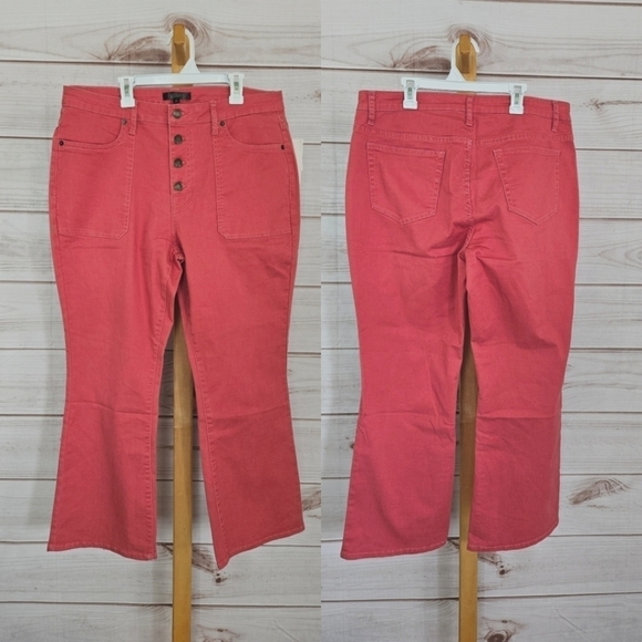 Daily Thread High Rise Cropped Ankle Flare Jeans in Jolie Clay Wash Size 16 NWOT - Picture 1 of 11